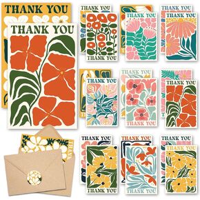 بطاقات شكر من الزهور التجريدية الحديثة من AUDREE (20 حزمة، 4 × 6) - بطاقة شكر عمودية مع مظاريف لاصقة وملصقات مطابقة لحفلات الزفاف، وحفلات استقبال الأطفال وحفلات الزفاف، في أي مناسبة in Kuwait