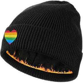 قبعات قبعة LGBT قبعات شتوية مبطنة بالصوف قبعة عادية ذات طبقات مزدوجة محبوكة in Kuwait