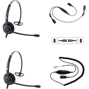 TruVoice HD-100 Headset Training Bundle for Phones | Agent Supervising, Coaching for Office and Call Center | Compatible with All Telephones with H/S Port Including Polycom Mitel Cisco Avaya Yealink in Kuwait