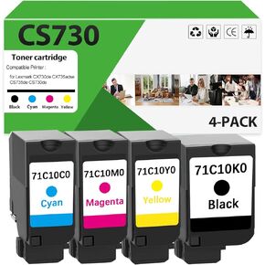 CS730 Toner Cartridges Replacement for 71C10K0 71C10C0 71C10Y0 71C10M0 Toner Cartridge Work for Lexmark CX730de CX735adse CS735de CS730de Printers（4 Pack） in Kuwait