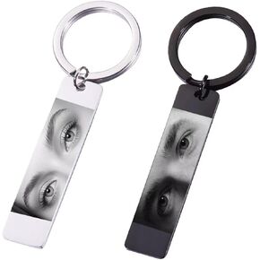 Custom Eye Keychain Personalized Keychain with Picture Photo and Text Engraved Stainless Steel Keyring Couple Gift in Saudi Arabia