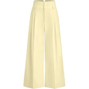 سراويل نسائية من الكتان ذات أرجل واسعة وخصر عالي من CIDER، سراويل مطوية مع جيب in Kuwait