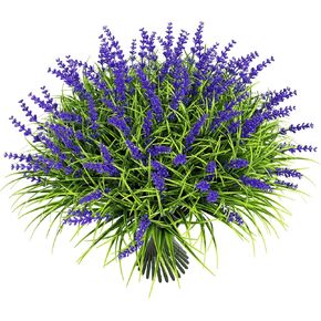 15 Bundles UV Resistant No-Fade Outdoor Artificial Plants & Flowers, Adjustable Height Fake Lavender Flowers Indoor & Outdoor Decor for Garden Patio Pathway Hanging Planter Front Porch in Kuwait