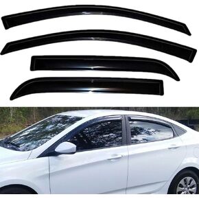 Wensdy 4 قطع من حاجب النافذة الجانبي للتركيب الخارجي، عاكس تهوية الرياح، دخان داكن لطيف من الشمس مجموعة حماية من المطر تناسب 2012-2017 Hyundai Accent Sedan 94970 in Kuwait