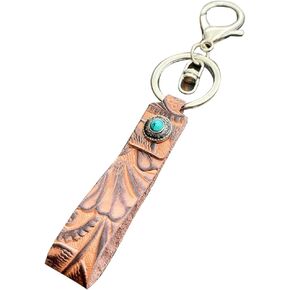Cowgirl Cowboy Western Keychain,Vintage Leather Key Fob for Car Keys for Women,Bag Purse Charms Key Fob Holder in Kuwait