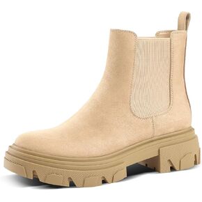 PIZZ ANNU المرأة داني منصة تشيلسي الأحذية الأزياء العروة وحيد القتالية كتلة مكتنزة كعب الانزلاق على مرونة جور الكاحل الأحذية الأحذية in Kuwait