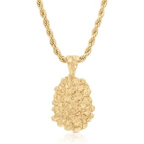 Gold Nugget Necklace, 14k Heavy Plated Gold, 4mm Rope Chain in Saudi Arabia