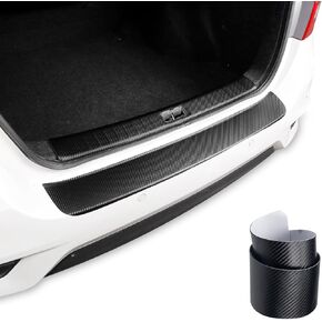 Rear Bumper Guard for Sedans & Compact Cars, 35.4" x 2.7" Low-Profile Anti-Scratch Film, Carbon Fiber Leather Texture, Universal Fit Adhesive Install in Saudi Arabia