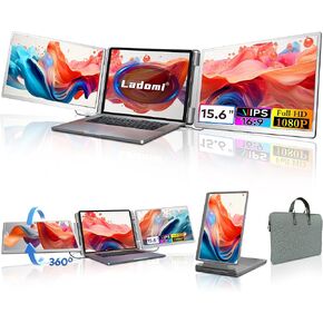 Laptop Screen Extender, 15.6" FHD 1080P IPS Triple Monitor Extended for 12"-18.5" Laptop, Plug & Play Portable Dual Monitor for Laptop, HDMI/USB-C for Mac, Wins, Android, Switch, Surface in Kuwait