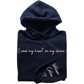 Pamaheart I Wear My Heart on My Sleeve Personalised Heart Print On Sleeve Women's Grey Cotton Long Sleeve Sweatshirt, One Size, Adult, Spring, Autumn, Winter in Kuwait