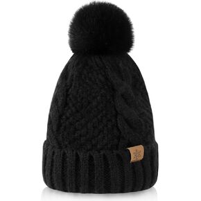Winter Hats for Women- Winter Beanie Womens with Bobble, Soft Warm Ribbed Knit Cuffed Womens Winter Hat in Kuwait