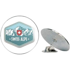 Swiss Alps Switzerland Round Metal 0.75" Lapel Pin Hat Shirt Pin Tie Tack Pinback in Kuwait