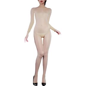 Shiny Full Body Stocking for Women Glossy Bodystocking Seamless Bodysuit Comfortable Stretchy High Gloss Lingerie in Saudi Arabia