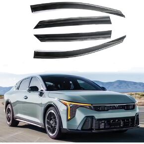 Window Visors Rain Guards, Polycarbonate Window Deflectors Fit for KIA K4 2025+,4 PCS Tape-on Smoke Tinted with Gloss Black Stainless Steel Trim Windows Rain Guard Vent Shade for KIA K4 2025+ in Kuwait