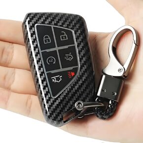 لكاديلاك مفتاح فوب غطاء ألياف الكربون نمط حافظة مفاتيح ل 2022-24 2025 كاديلاك إسكاليد CT5 CT6 5 6 زر كيشان in Kuwait