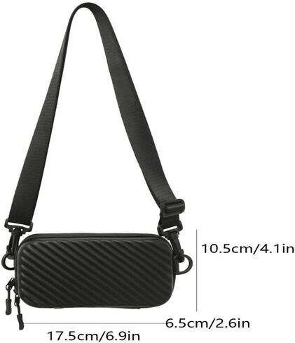 Diagonal Striped Shoulder Bag PU Unisex Lightweight Crossbody Zipper Men's Messenger Bags(Black) in Saudi Arabia