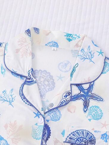 Women's 2 Piece Sea Turtle Print Pajama Sets Summer Marine Sleepwear Short Sleeve Nightwear Soft Lounge Sets XS in Kuwait