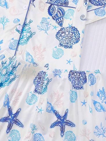 Women's 2 Piece Sea Turtle Print Pajama Sets Summer Marine Sleepwear Short Sleeve Nightwear Soft Lounge Sets XS in Kuwait