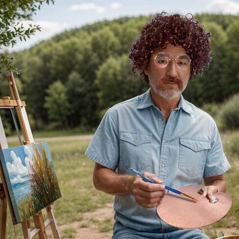 14 قطعة من زي رسام الهالوين للبالغين من إكسسوارات زي رسام الثمانينيات بما في ذلك نظارات اللحية المستعارة ومجموعة فرش لوحة الطلاء للفنانين التنكرية in Kuwait