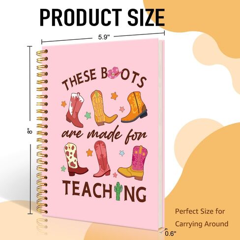 These Boots are Made for Teaching Spiral Journal Notebook for Women, Western Cowgirl Boho Notebooks, Teachers Day Birthday Gifts for Her, New Teacher Grad Gifts, Teacher Appreciation Gifts in Saudi Arabia