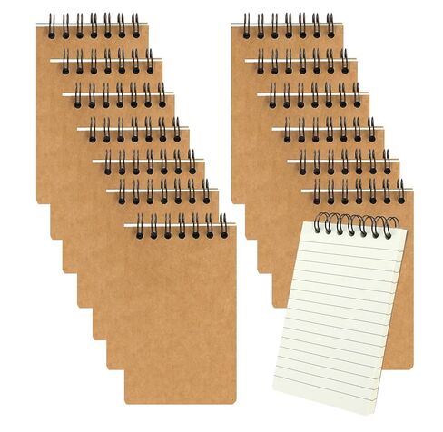 YIHUANYIFA 12pcs Small Spiral Notebook College Ruled 3x5inch Mini Cute Pocket Journals Hardcover 120 Pages 7mm Lined Pages Tiny Memo Pads for Home, Office, Work, or Travel (12, Kraft) in Saudi Arabia