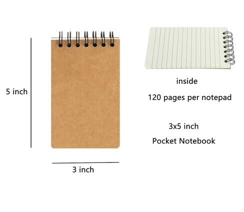 YIHUANYIFA 12pcs Small Spiral Notebook College Ruled 3x5inch Mini Cute Pocket Journals Hardcover 120 Pages 7mm Lined Pages Tiny Memo Pads for Home, Office, Work, or Travel (12, Kraft) in Saudi Arabia