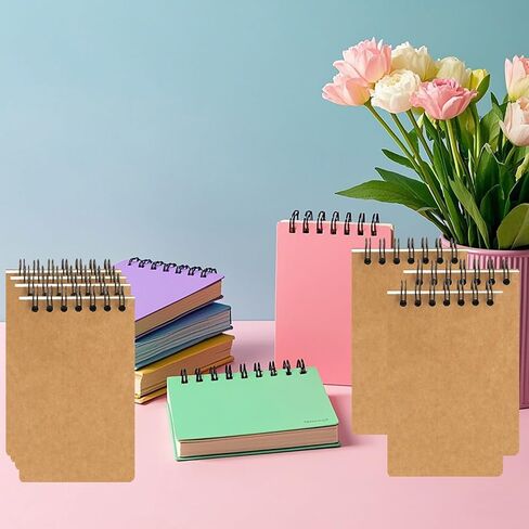 YIHUANYIFA 12pcs Small Spiral Notebook College Ruled 3x5inch Mini Cute Pocket Journals Hardcover 120 Pages 7mm Lined Pages Tiny Memo Pads for Home, Office, Work, or Travel (12, Kraft) in Saudi Arabia