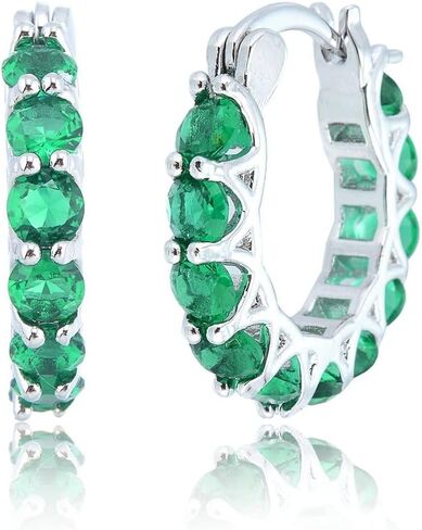 RIZILIA 18K Gold Plated Hoop Earrings for Women, Round Cut CZ Multi Gemstone Colorful Hoop Earrings, Trendy Jewelry Gift for Women, 20mm in Saudi Arabia