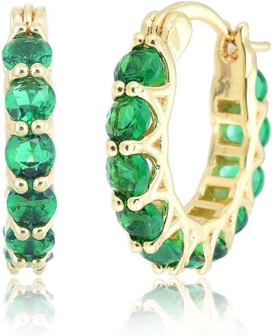 RIZILIA 18K Gold Plated Hoop Earrings for Women, Round Cut CZ Multi Gemstone Colorful Hoop Earrings, Trendy Jewelry Gift for Women, 20mm in Saudi Arabia