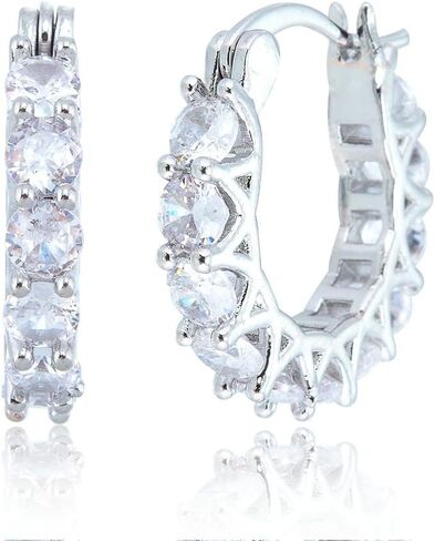 RIZILIA 18K Gold Plated Hoop Earrings for Women, Round Cut CZ Multi Gemstone Colorful Hoop Earrings, Trendy Jewelry Gift for Women, 20mm in Saudi Arabia