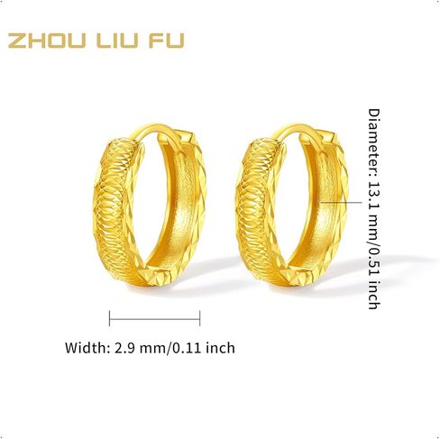 18K Gold Hoop Earrings Chunky Huggie Earrings Real Gold Jewelry Gift for Women in Saudi Arabia