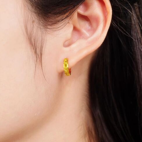 18K Gold Hoop Earrings Chunky Huggie Earrings Real Gold Jewelry Gift for Women in Saudi Arabia