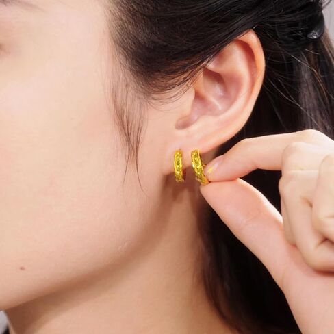18K Gold Hoop Earrings Chunky Huggie Earrings Real Gold Jewelry Gift for Women in Saudi Arabia