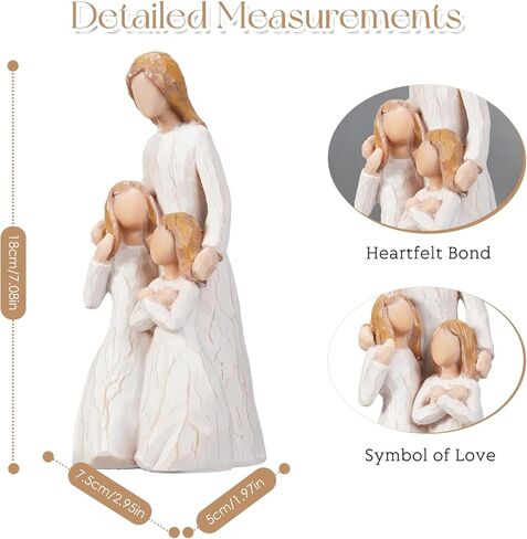 Mom Embrace Two Girls Figurine, Mother and Daughters Love Resin Statue, Family Sculpture Decor, Sentimental Tabletop Figurine in Saudi Arabia