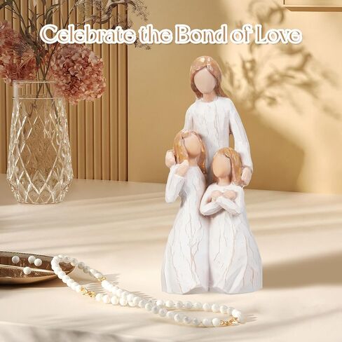 Mom Embrace Two Girls Figurine, Mother and Daughters Love Resin Statue, Family Sculpture Decor, Sentimental Tabletop Figurine in Saudi Arabia
