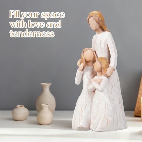 Mom Embrace Two Girls Figurine, Mother and Daughters Love Resin Statue, Family Sculpture Decor, Sentimental Tabletop Figurine in Saudi Arabia
