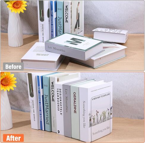 16 Pcs Clear Acrylic Bookends for Shelves, Heavy Duty L-Shaped Book Ends for Books, Invisible Book Organizer & Holder for Office, Home, Library in Kuwait