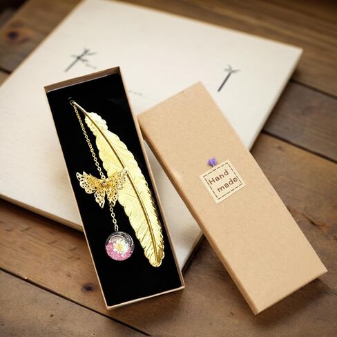 Metal Feather Bookmark - Elegant Alloy Book Marker with Present Box, Vintage Style Reading Accessory for Book Lovers (Silver Feather with Purple Diamond) in Saudi Arabia