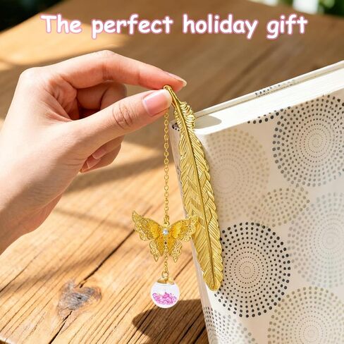 Metal Feather Bookmark - Elegant Alloy Book Marker with Present Box, Vintage Style Reading Accessory for Book Lovers (Silver Feather with Purple Diamond) in Saudi Arabia
