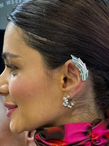 UHI Jewelry and More Ditsuhi Puff Heart Hoop Earrings, 925 Sterling Silver, Tiny Hearts Earrings, Minimalistic Design. in Saudi Arabia