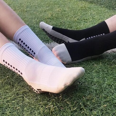 Men Women Soccer Socks 3 Pairs Teens Cushioned Non Slip Grip Sports Sock Youth Basketball Football Socks Compression Athletic Sock in Saudi Arabia