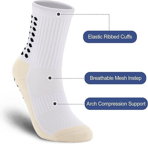 Men Women Soccer Socks 3 Pairs Teens Cushioned Non Slip Grip Sports Sock Youth Basketball Football Socks Compression Athletic Sock in Saudi Arabia
