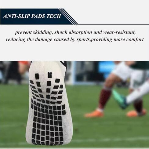 Men Women Soccer Socks 3 Pairs Teens Cushioned Non Slip Grip Sports Sock Youth Basketball Football Socks Compression Athletic Sock in Saudi Arabia