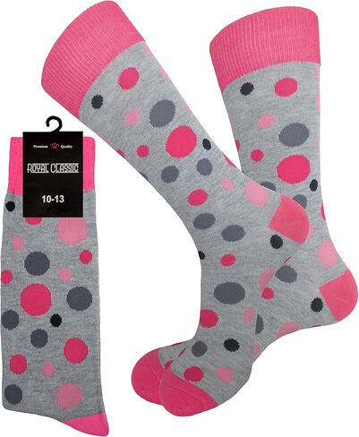 Polka Dots Groomsmen Wedding Socks 3 Pairs Cotton Blend Size 10-13 (Pink Grey Black) in Kuwait