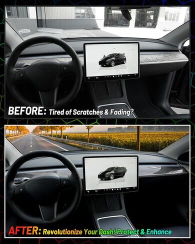 Dash Cover with RGB Lights & Storage Box for Tesla Model 3 2019-2022 / Model Y 2021-2024, APP Control Dash Light with Start Animation, Smart Scenes, Music Sync, Plug & Play, Honeycomb in Saudi Arabia