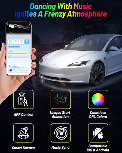 Dash Cover with RGB Lights & Storage Box for Tesla Model 3 2019-2022 / Model Y 2021-2024, APP Control Dash Light with Start Animation, Smart Scenes, Music Sync, Plug & Play, Honeycomb in Saudi Arabia