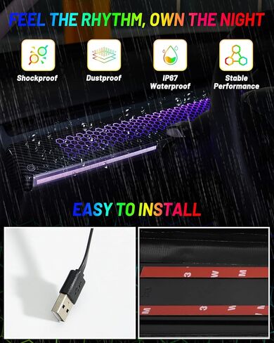Dash Cover with RGB Lights & Storage Box for Tesla Model 3 2019-2022 / Model Y 2021-2024, APP Control Dash Light with Start Animation, Smart Scenes, Music Sync, Plug & Play, Honeycomb in Saudi Arabia