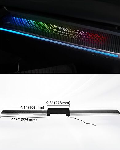 Dash Cover with RGB Lights & Storage Box for Tesla Model 3 2019-2022 / Model Y 2021-2024, APP Control Dash Light with Start Animation, Smart Scenes, Music Sync, Plug & Play, Honeycomb in Saudi Arabia