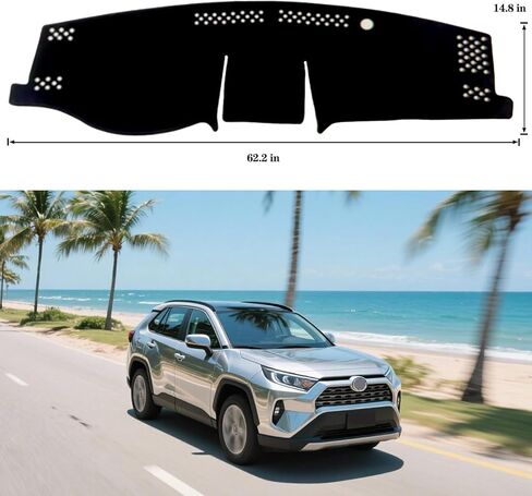 حصيرة غطاء لوحة القيادة متوافقة مع لوحة القيادة Toyota RAV4 2019-2025 غطاء لوحة القيادة وسادة حماية لوحة القيادة لملحقات RAV4 لعام 2025 بوليستر أسود مناسب لجميع الأحوال الجوية in Kuwait