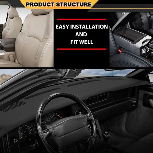 Dashboard Dash Cover Compatible with Chevy Camaro 1984 1985 1986 1987 1988 1989 1990 1991 1992 Black TPE Material in Saudi Arabia